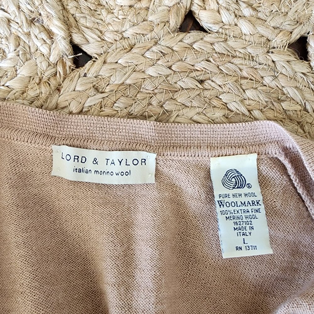 Lord & Taylor Italian Merino Wool Cardigan Size: Large - Picture 10 of 14